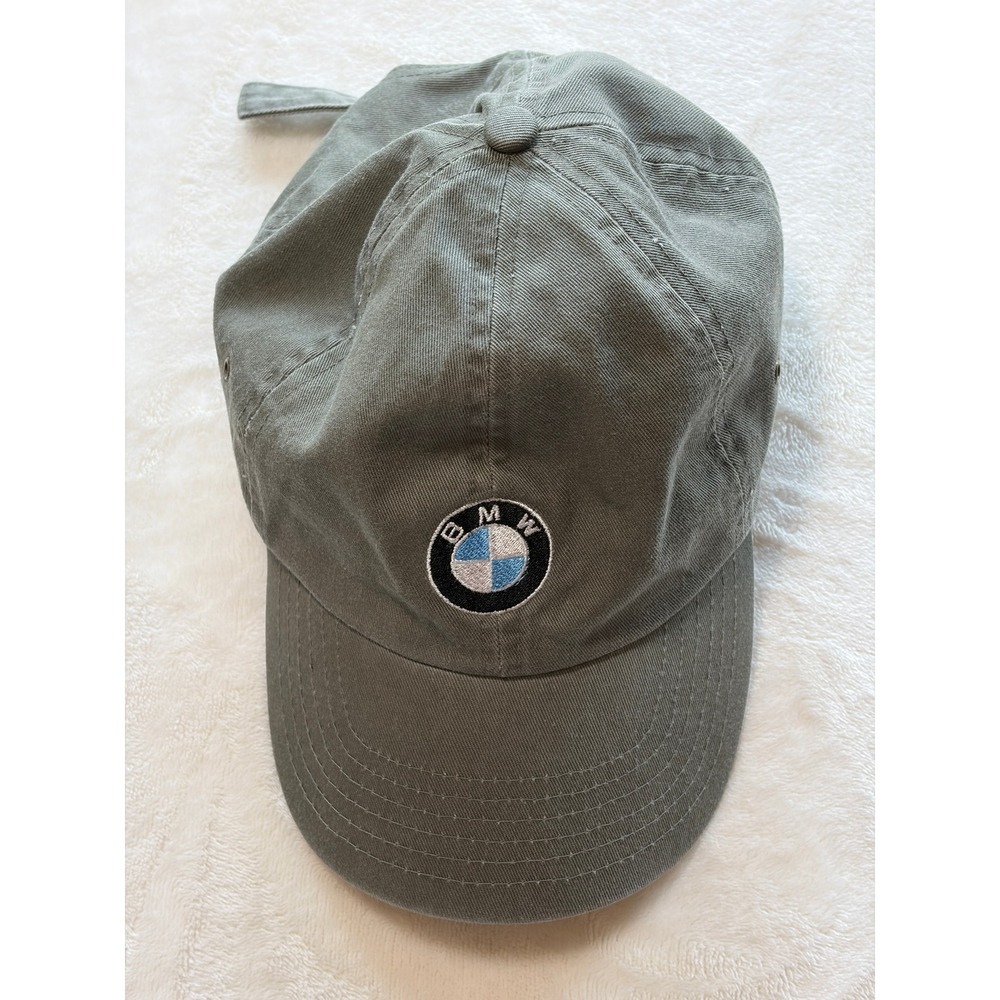 BMW Olive Green Embroidered Logo Strapback Baseball Hat Mens OSFM Excellent